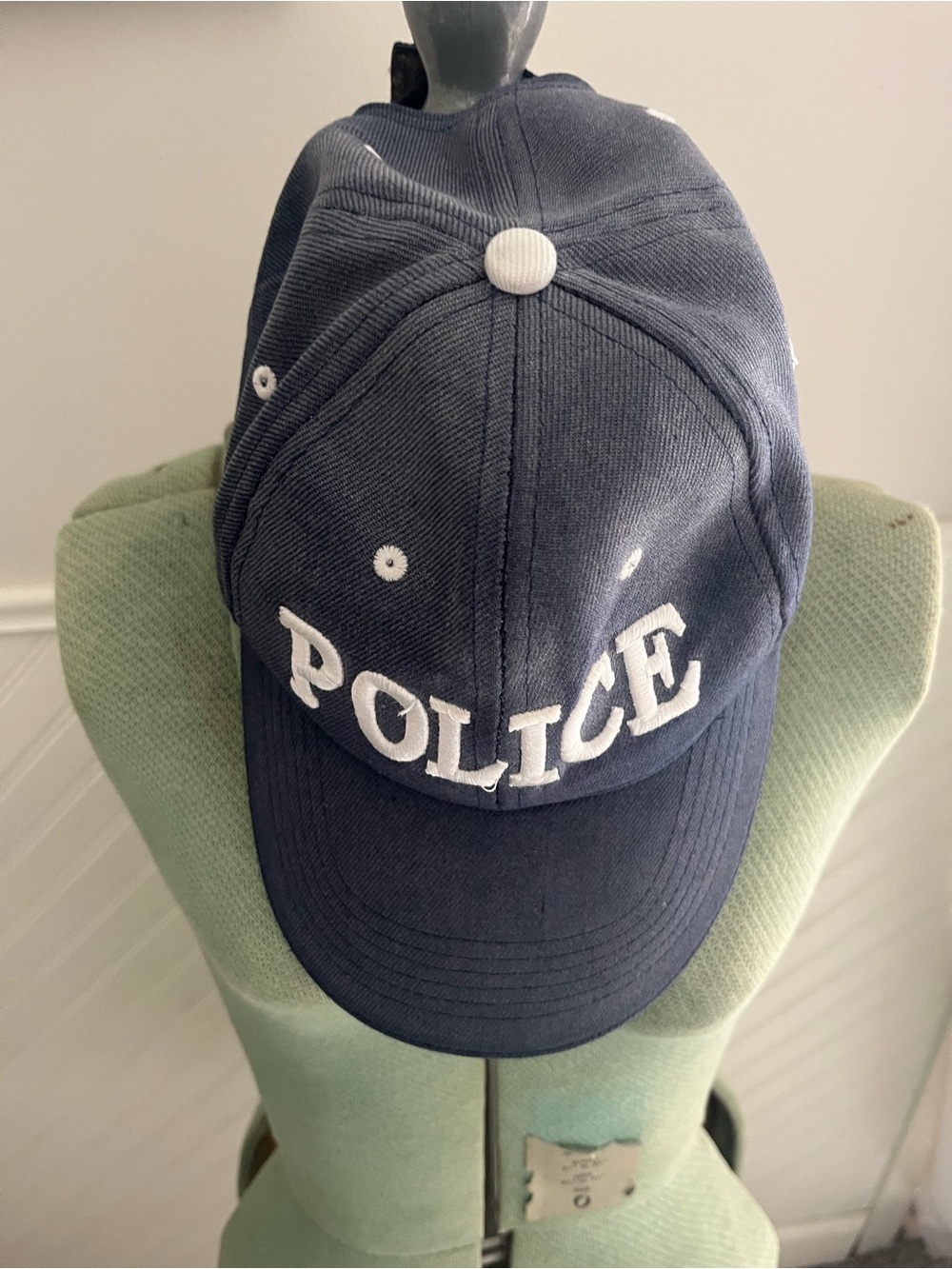 Denim Cap with POLICE White Embroidery
